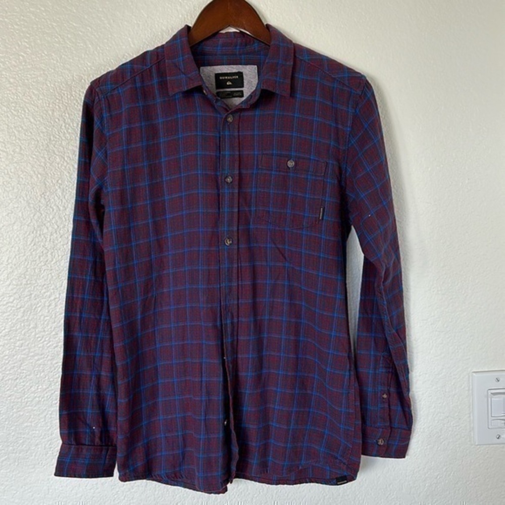 Quicksilver phaser setting large youth flannel button down shirt